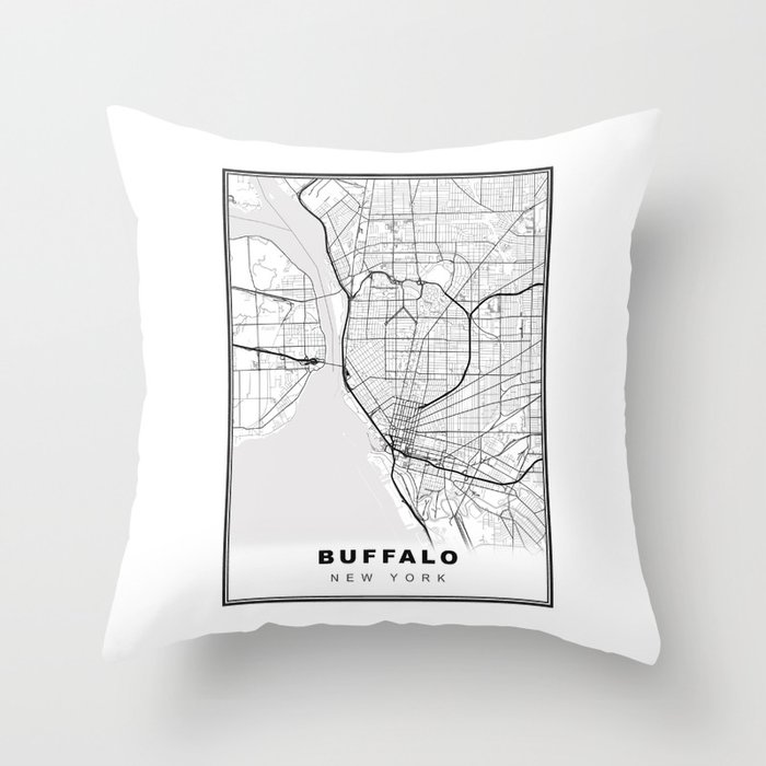 Buffalo Map Throw Pillow