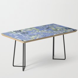 Exotic Wildlife Floral Garden on Sky Blue Coffee Table