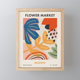 Flower Market Madrid, Abstract Retro Floral Print Framed Mini Art Print