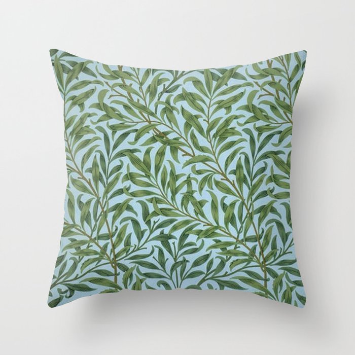William Morris Willow Bough and Leaves Textile Floral Pattern Throw Pillow