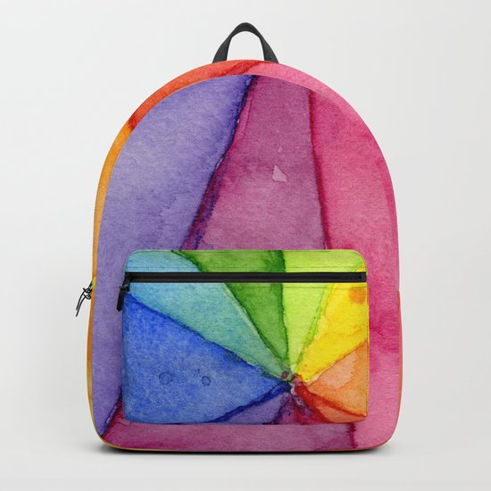 Rainbow Watercolor Geometric Pattern Backpack