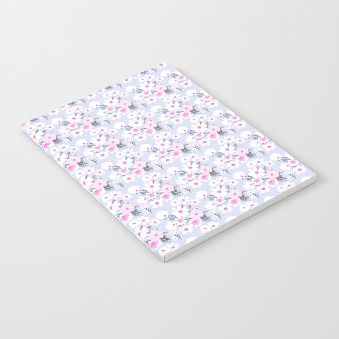 Retro Modern Spring Wildflowers Light Blue Notebook