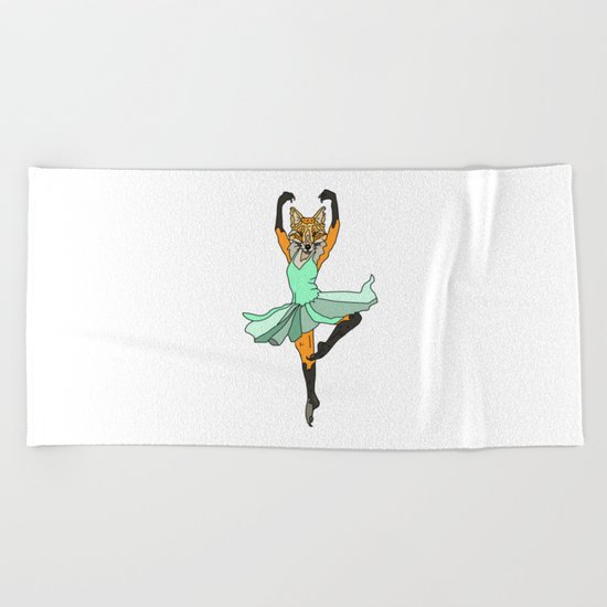 Fox Ballerina Tutu Beach Towel