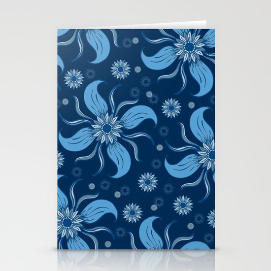 Floral Obscura Dark Blue Stationery Cards