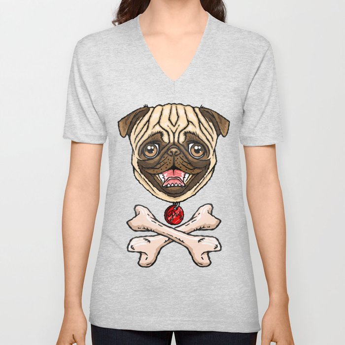 Pug V Neck T Shirt