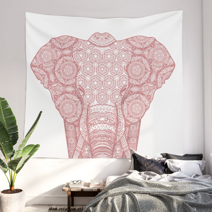 Pink store elephant tapestry