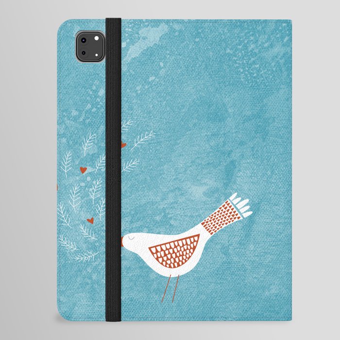 Scandinavian Bird with Hearts iPad Folio Case