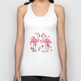 Flamingos pair pineapples tropical summer vibe Unisex Tank Top