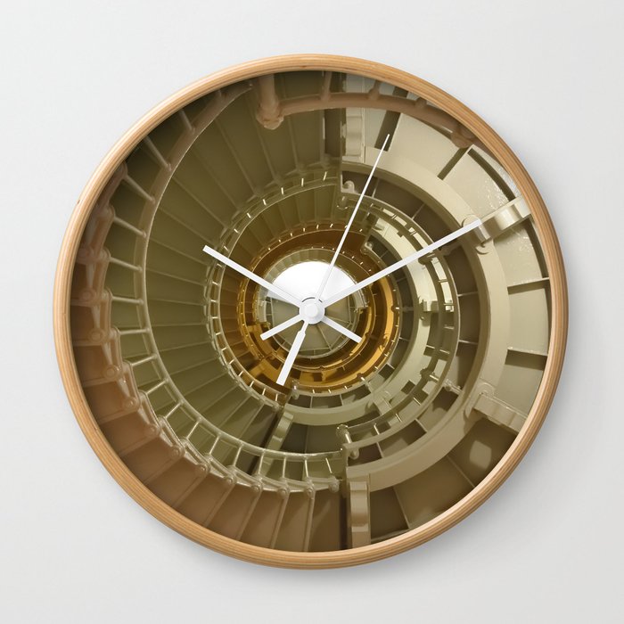 Gray S Harbor Lighthouse Stairwell Spiral Architecture Washington Nautical Coastal Wall Clock By Kimroseadams