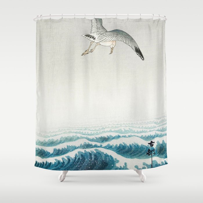 Seagulls over a stormy sea - Vintage Japanese Woodblock Print Art Shower  Curtain by VintageJapaneseArt