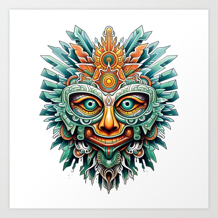 South American Indian Mask Design Art Print
