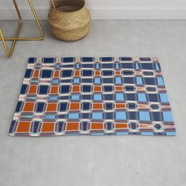Red And Blue Geometric Abstract Area & Throw Rug