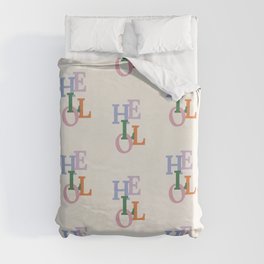 Hello Colorful Welcome Lettering | Pastel Typography Quote Duvet Cover