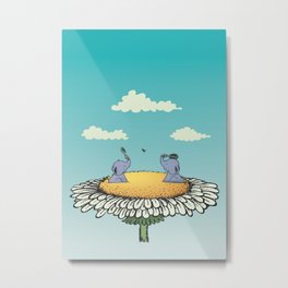 Elefun Metal Print | Badminton, Unusual, Vector, Digital, Happy, Nurserydecor, Illustration, Clouds, Sky, Elephant 