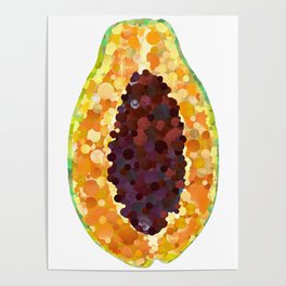 Colorful Papaya Fruit Art by Sharon Cummings Poster