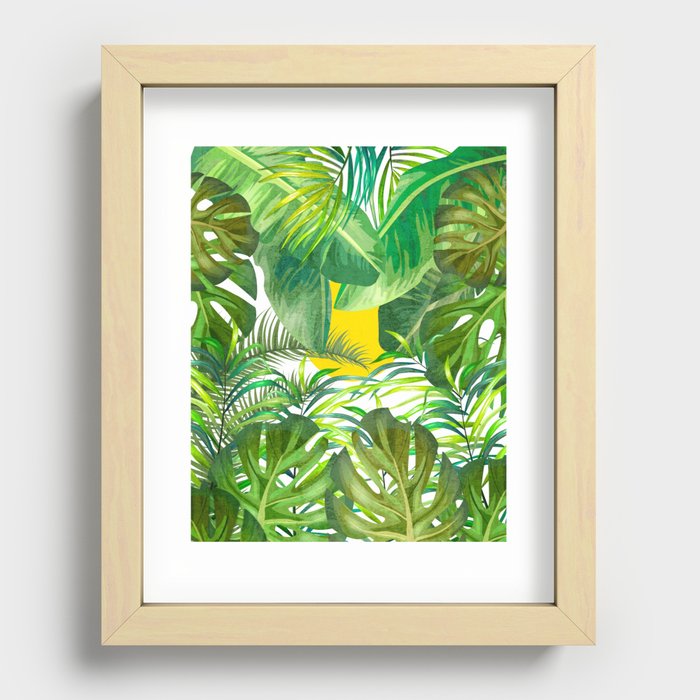 Tropical Leaf Pattern - Banana, Monstera, Palm Recessed Framed Print