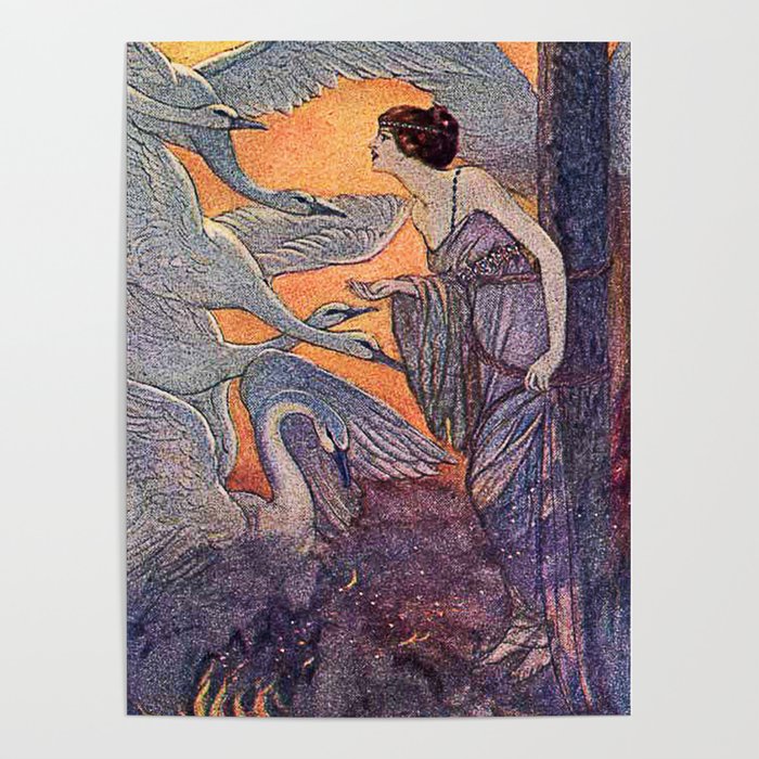 Six Swans,Grimm's Fairy Tales,_Elenore Abbott American Art Nouveau book illustrator, scenic designer, and painter (1875-1935) Poster