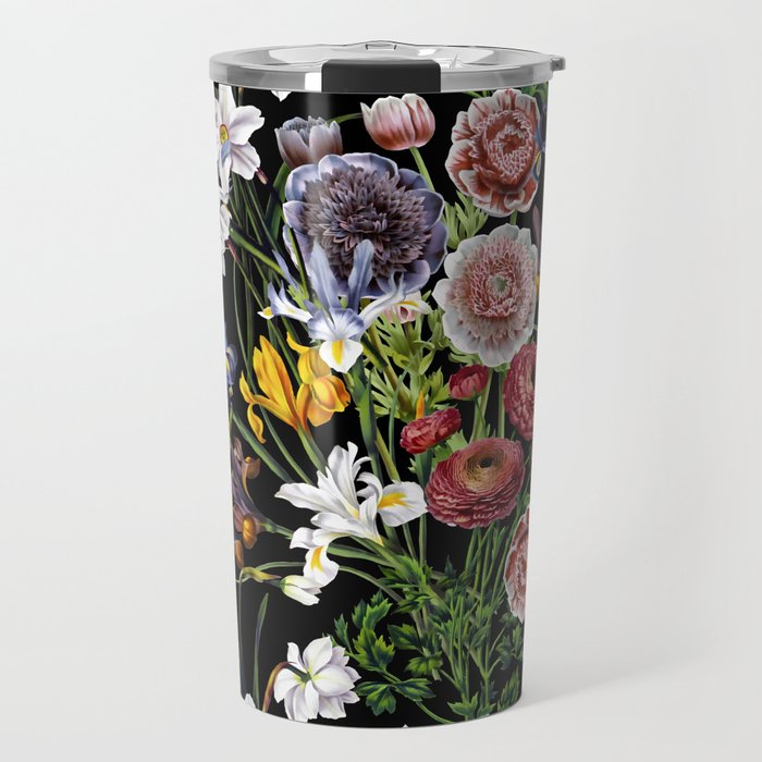 Vintage & Shabby Chic - Lush baroque flower pattern Travel Mug