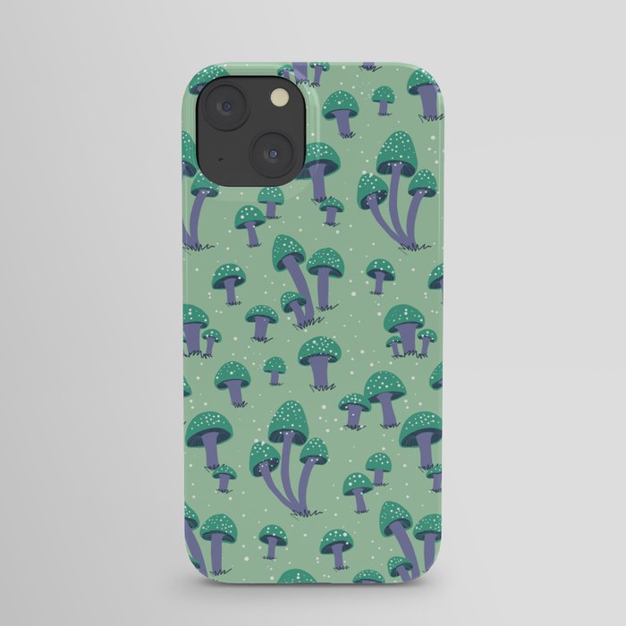 Magic Mushrooms in Green iPhone Case