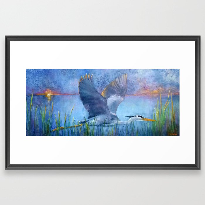 Heron Winging It Framed Art Print