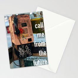 Call Me From The Future Telephone Time Travel  Stationery Card