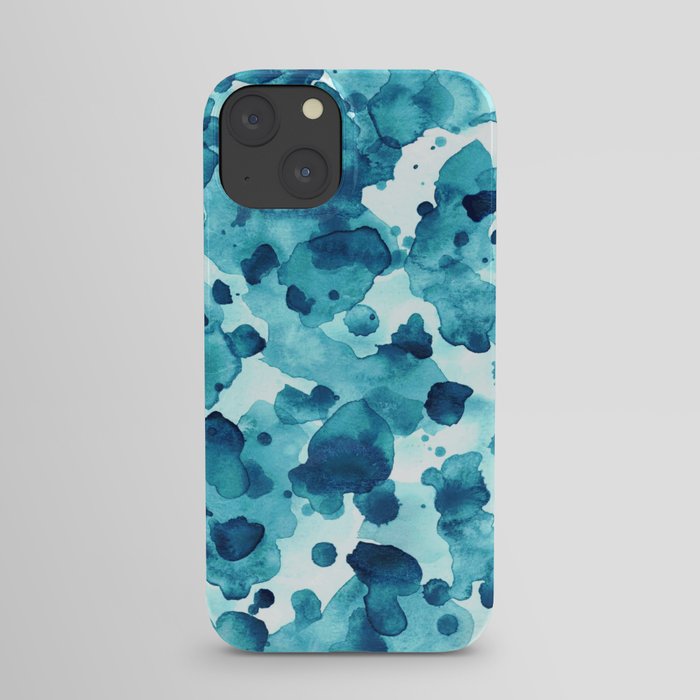 Watercolor camouflage in teal iPhone Case
