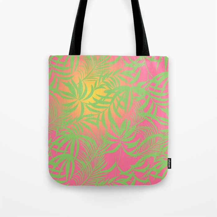 Tropical leaves in gradient background Tote Bag