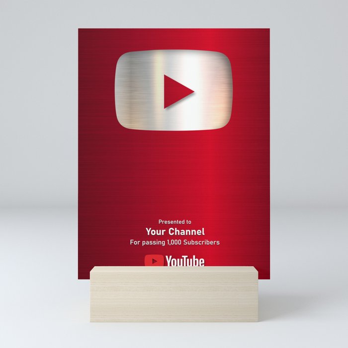 **Please contact me** YouTube Award Plaque with the Red Creator Play Button for your You Tube