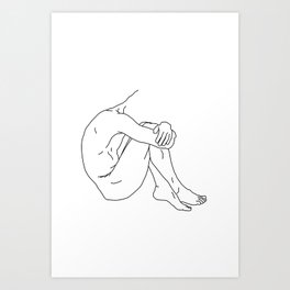 Shy - Black on White Art Print