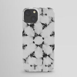 Black and white spots shibori tie dye iPhone Case