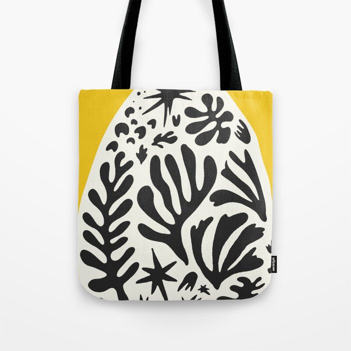Matisse Inspired Organic Coral Shapes \\ Yellow & Black Tote Bag