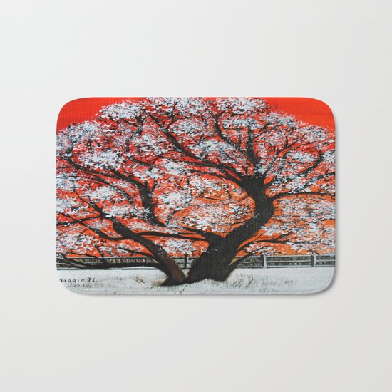 Snowy old tree Bath Mat