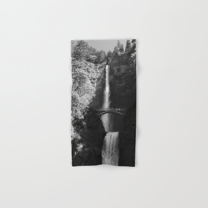 Multnomah Falls Oregon Waterfall Black and White Hand & Bath Towel