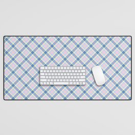 Classic Navy Blue And Pink Diagonal Check Plaid Pattern,Checkered,tartan,gingham,Checked,Buffalo Plaid,Buffalo Check, Desk Mat