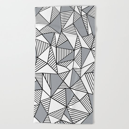 Abstract Lines With Grey Blocks Beach Towel