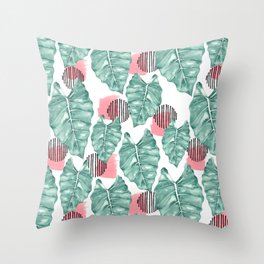 Watercolor tropical leaves abstract Throw Pillow
