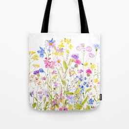 colorful meadow painting Tote Bag