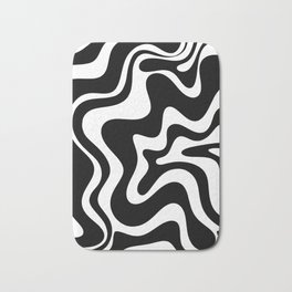 Liquid Swirl Abstract Pattern in Black and White Bath Mat