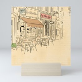 street cafe sketch Mini Art Print