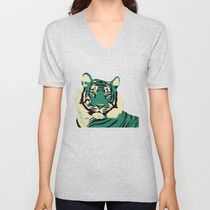 Big Cat Series - Tiger emerald V Neck T Shirt