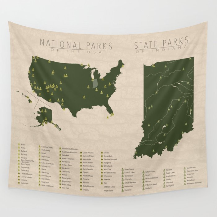 US National Parks - Indiana Wall Tapestry