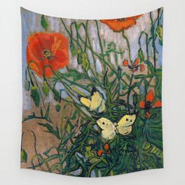 Vincent van Gogh - Butterflies and Poppies Wall Tapestry
