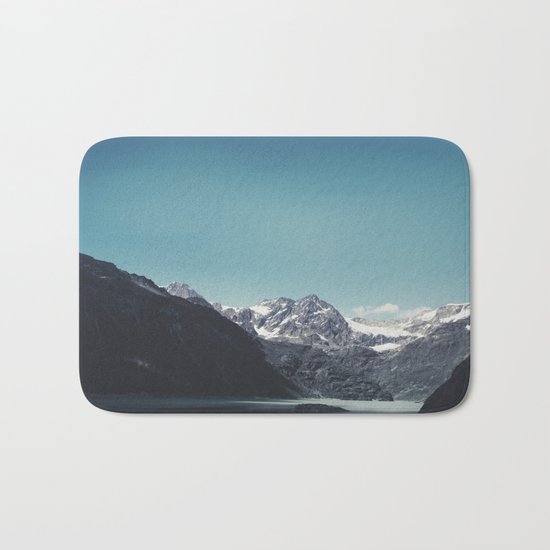 turquoise mountain lake Bath Mat