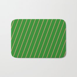 [ Thumbnail: Dark Salmon and Forest Green Colored Lines/Stripes Pattern Bath Mat ]