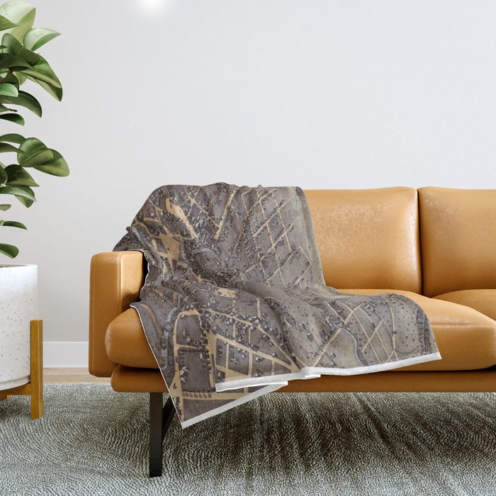 Vintage Pictorial Map of San Antonio TX (1873) Throw Blanket by