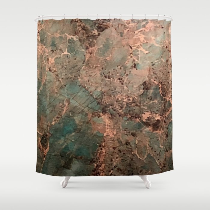 Marble Emerald Copper Blue Green Shower Curtain By Beautifulhomes Society6