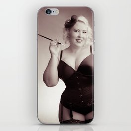"Of Corset Darling" - The Playful Pinup - Vintage Corset Pinup Photo by Maxwell H. Johnson iPhone Skin