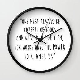 Words Have The Power To Change Us Wall Clock | Typography, Black and White, Sci-Fi 