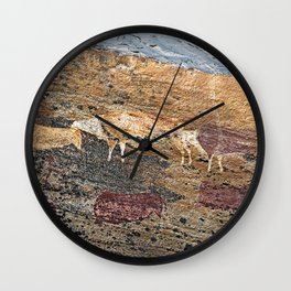 African Prehistoric Rock Art Painting Cattle Wall Clock