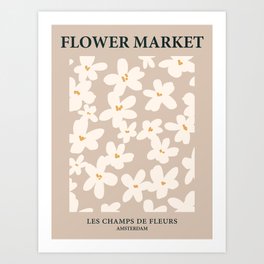 Flower market print, Amsterdam, Neutral art print, Beige flowers, Light academia posters aesthetic, Boho Art Print
